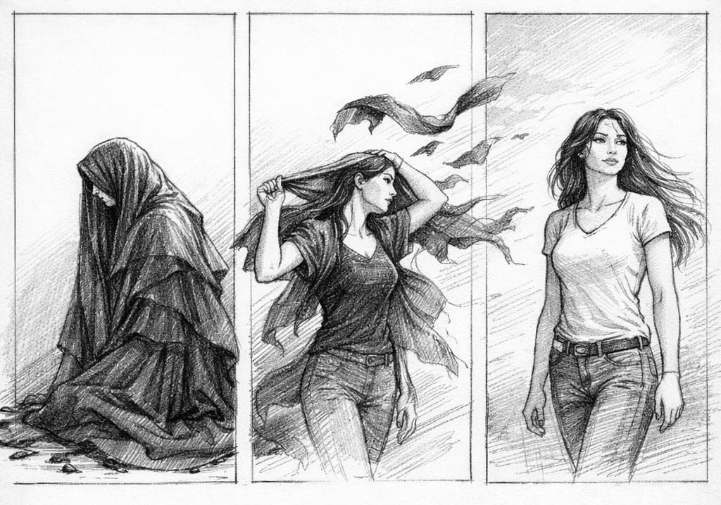 Emanciparea femeilor cu jdemii de voaluri